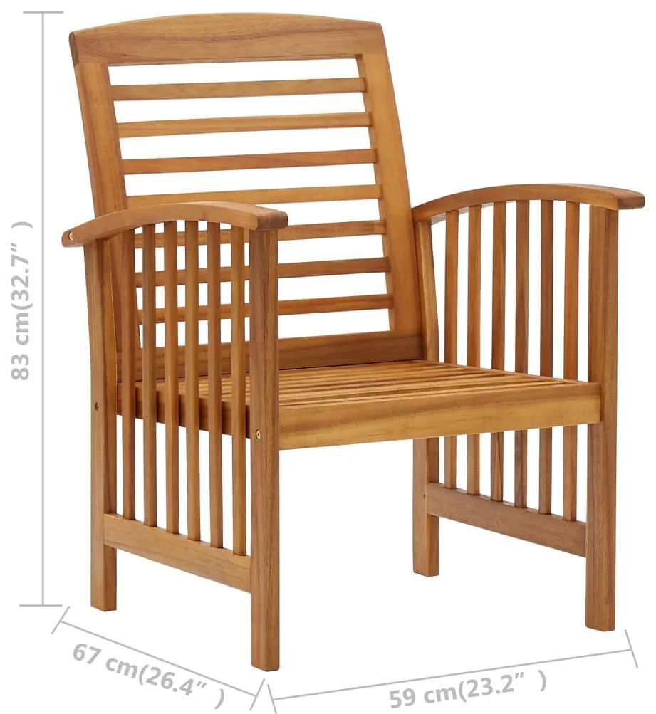 Cadeiras de jardim 2 pcs madeira acácia maciça