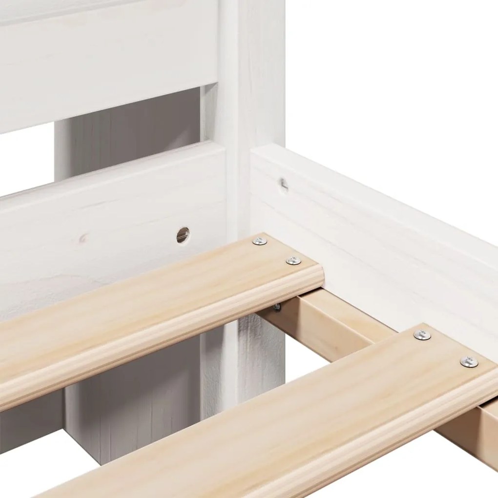 Cama com estante sem colchão 160x200 cm pinho maciço branco