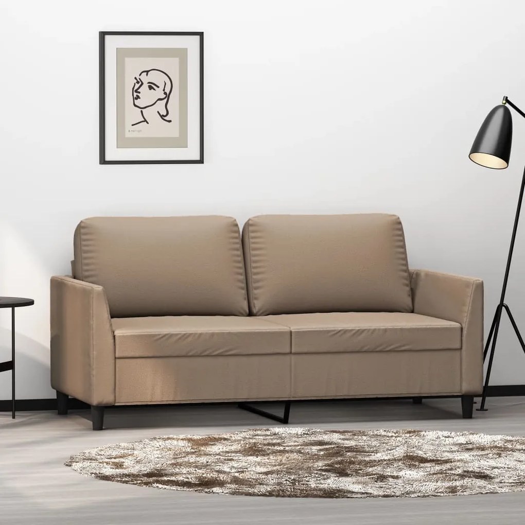 vidaXL Sofá de 2 lugares 140 cm couro artificial cor cappuccino