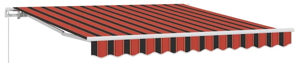 Toldo Retrátil Riscas Manual Laranja e Marrom 350 x 250 cm tecido