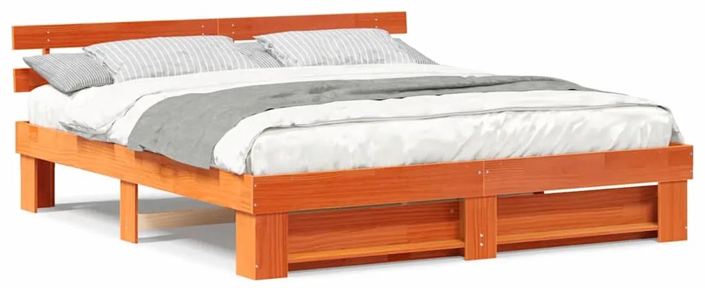 Estrutura da Cama Castanho 200 x 200 cm Madeira de pinho maciça