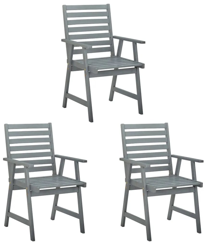 Cadeiras de jantar p/ jardim 3 pcs c/ almofadões acácia maciça