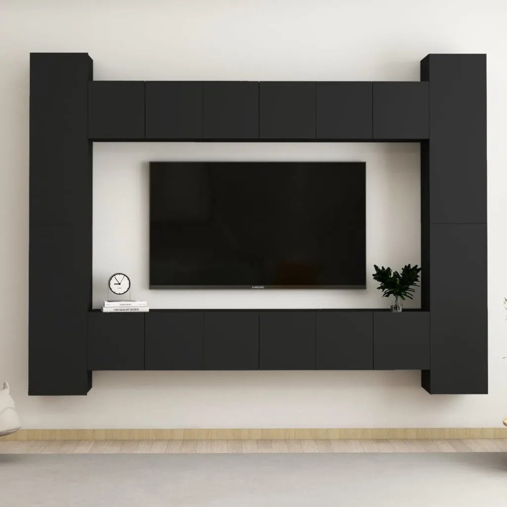 Móvel de TV de Parede Katarina de 10 Módulos S - Preto - Design Modern