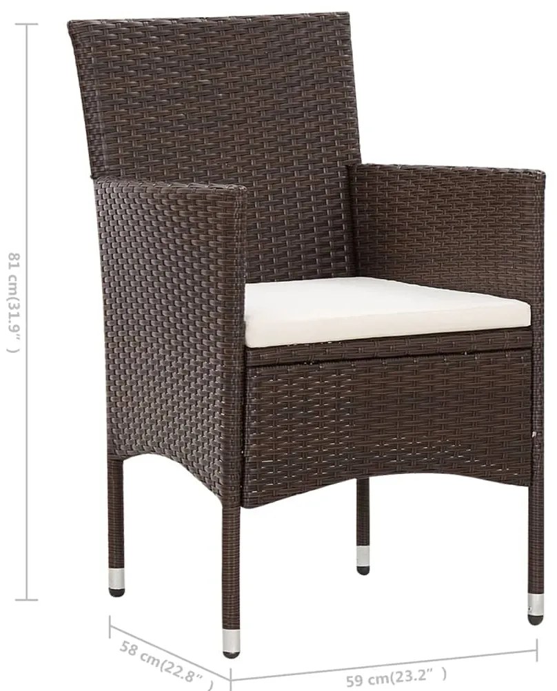4 pcs conjunto lounge jardim c/ almofadões vime PE castanho
