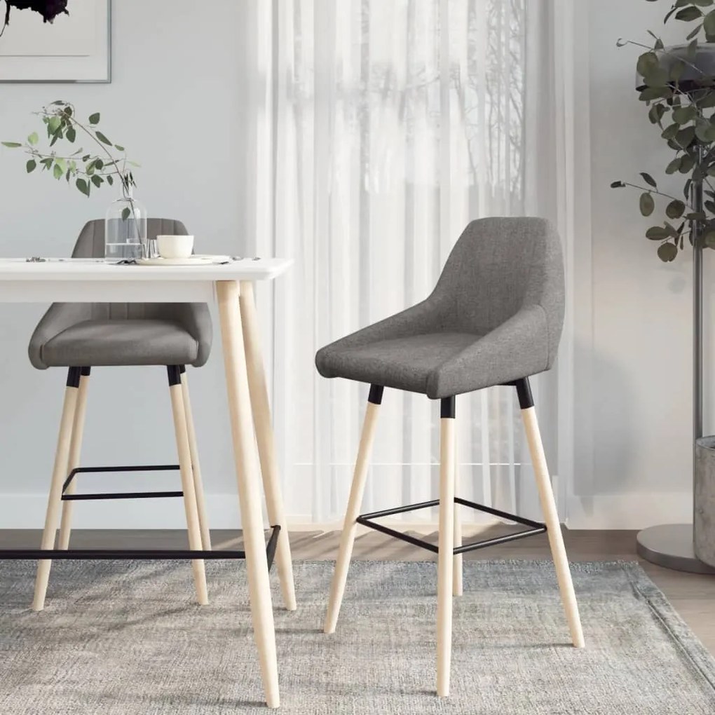 vidaXL Bancos de bar 2 pcs tecido cinzento-claro