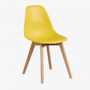 Cadeira De Jantar Em Polipropileno E Madeira De Faia Scand Nordic Amarelo Caril - Sklum