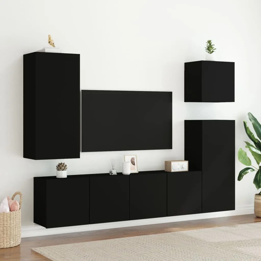 Móveis de parede para TV 2 pcs 80x30x41 cm preto