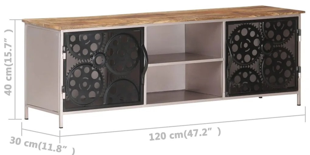 Móvel de TV 120x30x40 cm madeira de mangueira áspera