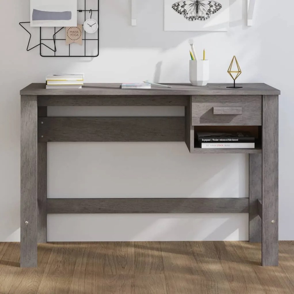 vidaXL Secretária HAMAR 110x40x75 cm pinho maciço cinza-claro
