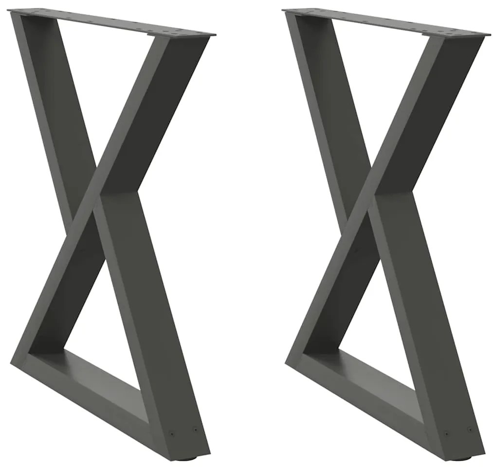 Pés para mesa de jantar 2 peças antracite 70x(72-73,3) cm aço