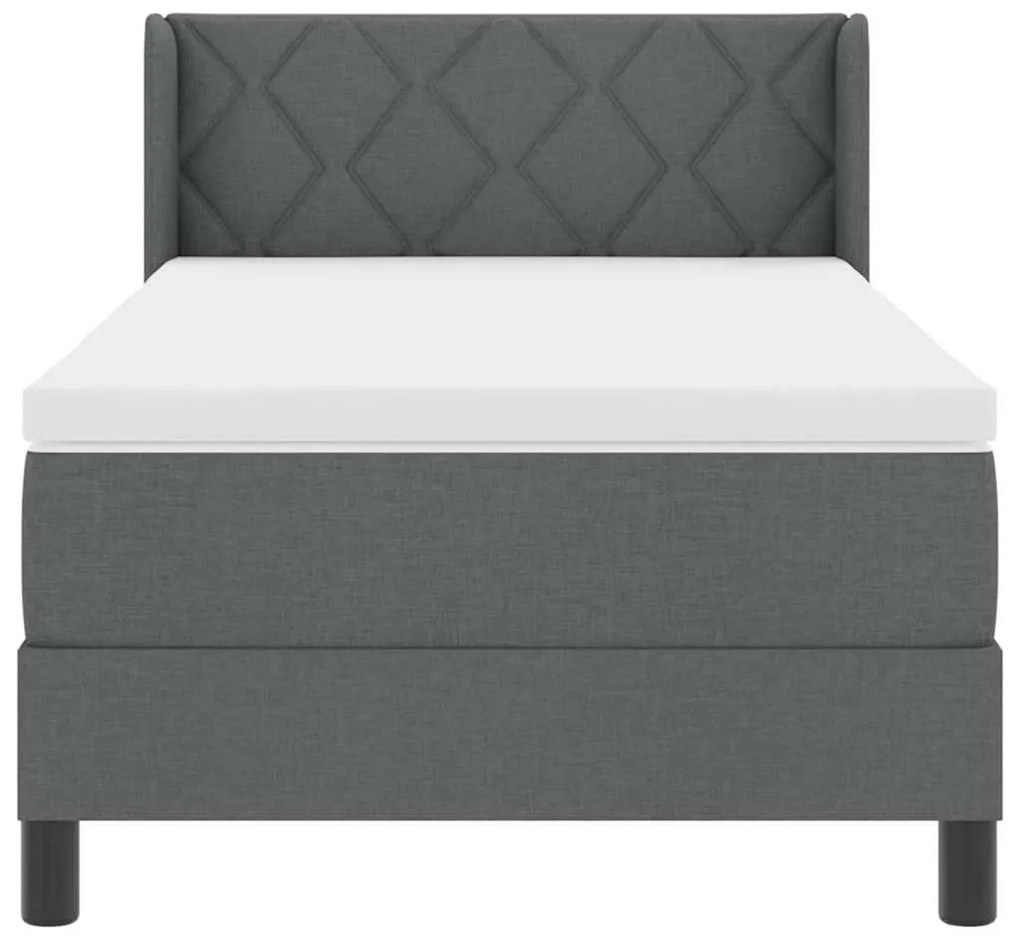 Cama Box com Colchão – Cinza Escuro – 90 x 190 cm – Tecido