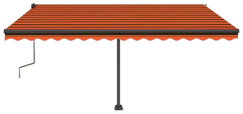 Toldo retrátil manual independente 450x350cm laranja e castanho