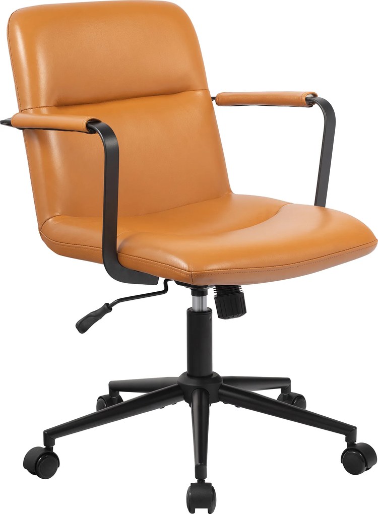 Cadeira de Escritório Hilda Couro Genuíno Castanho