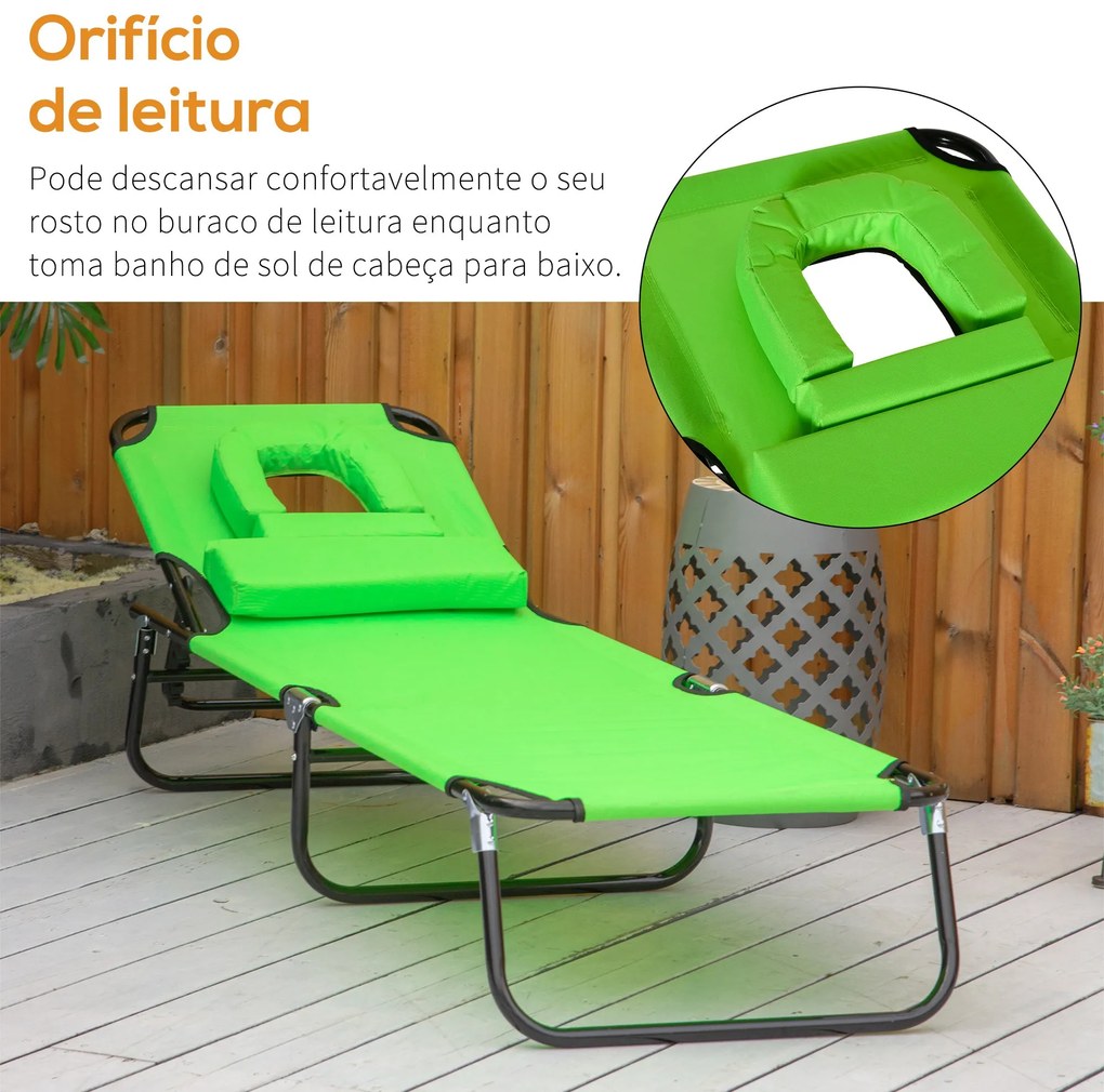 Espreguiçadeira Dobrável com Encosto Ajustável em 4 Posições Espreguiç