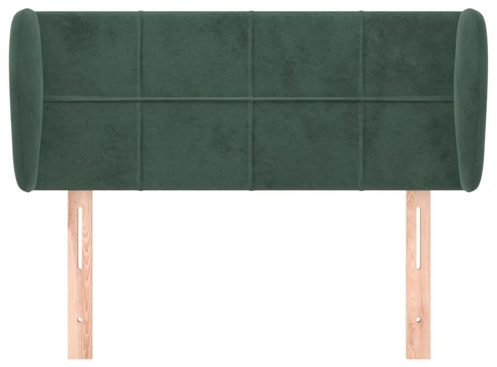 Cabeceira de cama c/ abas veludo 83x23x78/88cm verde-escuro