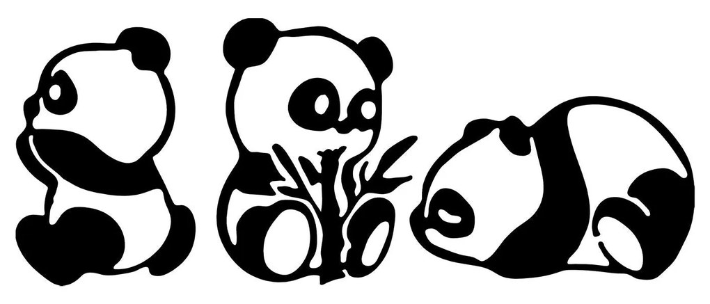 Acessório Decorativo de Parede Pandas – Preto – 18 x 26 cm, 20 x 27 cm