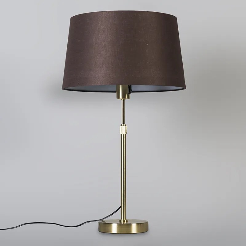 Candeeiro de mesa dourado/latão com abajur castanho 35 cm ajustável - Parte Moderno