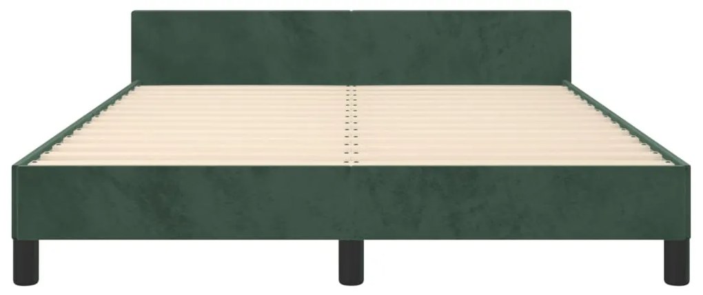 Estrutura de cama sem colchão 140x190 cm veludo verde-escuro