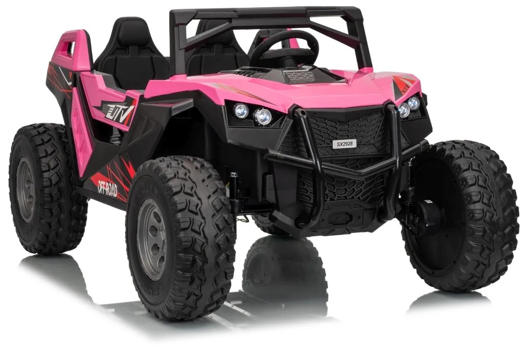 Buggy elétrico para Crianças 24V 2 Lugares RTR Monster Speed 4x4, Rodas Espuma EVA, assento couro ecológico Rosa
