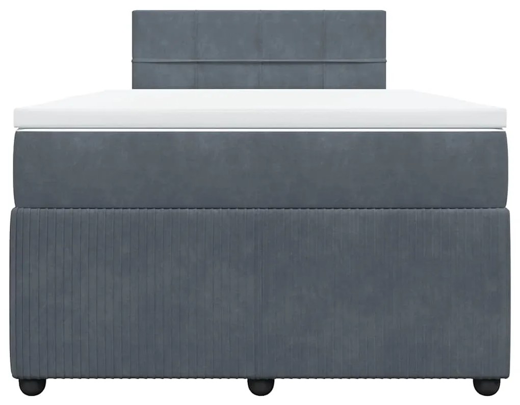 Cama boxspring com colchão 120x190 cm veludo cinzento-escuro