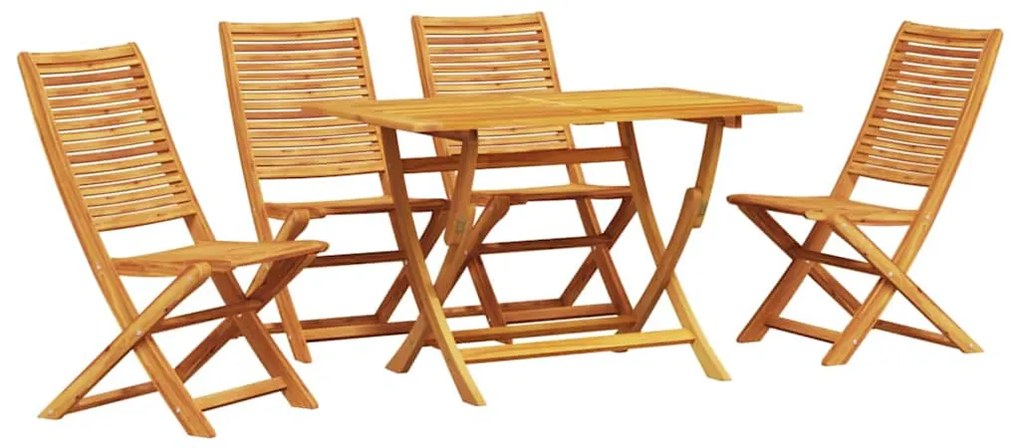 Conjunto de Jantar de Jardim Manual 5 pcs Madeira Natural Médio
