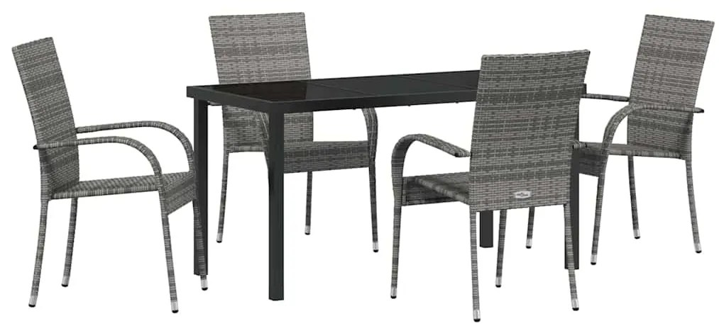 Conjunto de Jantar para Jardim 5 pcs Cinzento 4 Lugares