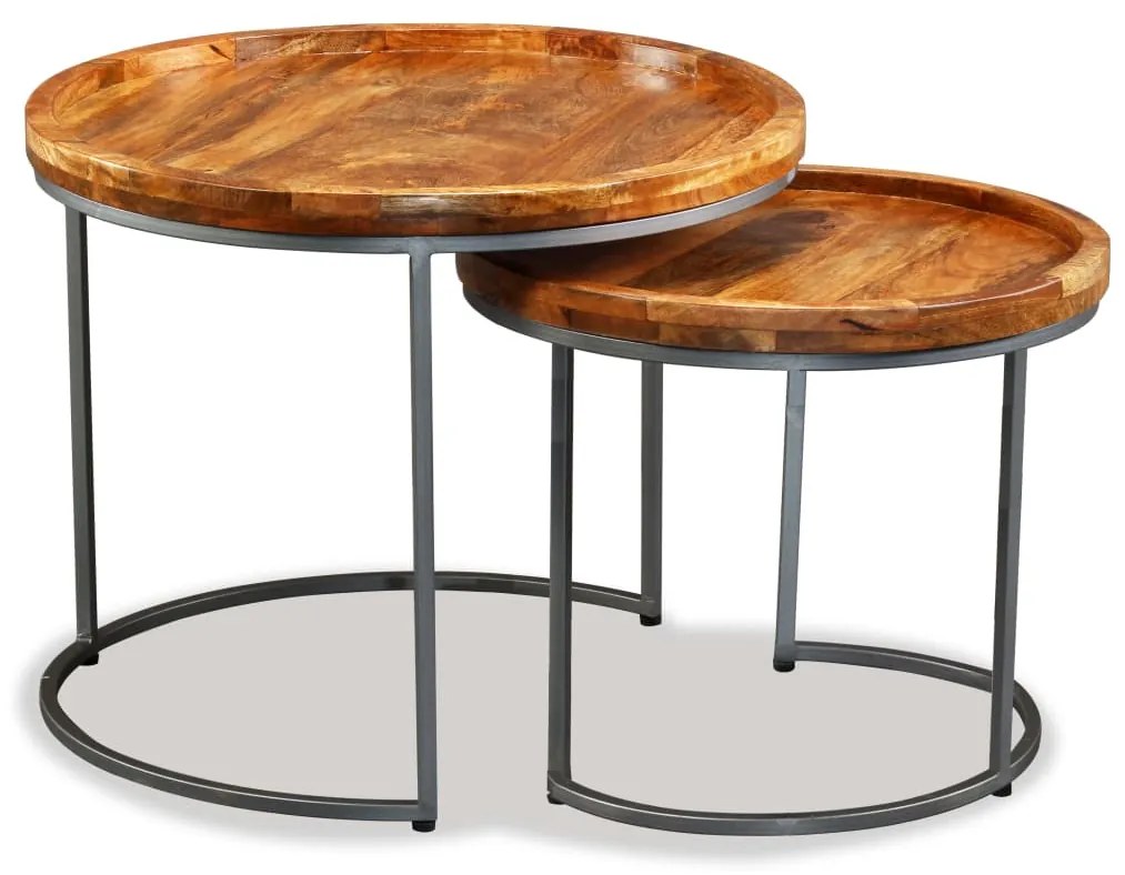 Mesa de apoio 2 pcs madeira de mangueira maciça