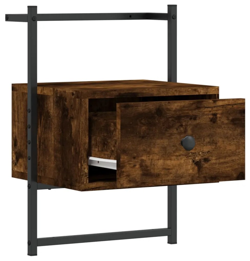 Mesa cabeceira parede 35x30x51cm deriv. madeira carvalho fumado