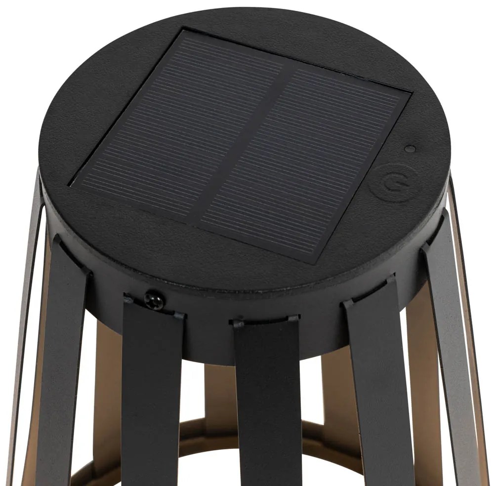 Candeeiro de mesa de exterior preto c/ LED regulável 3 níveis solar e carregável - Penny
