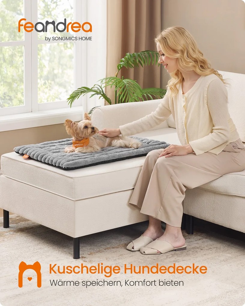 Manta para cães S 75 x 50 cm lavável na máquina cinzenta