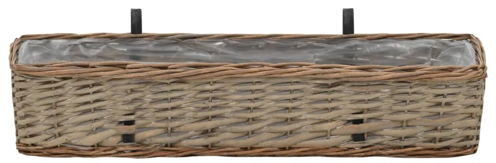 Floreira de varanda 2 pcs 80 cm vime com forro em PE