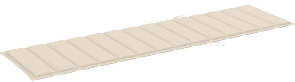 Espreguiçadeira com almofadão creme madeira de teca maciça