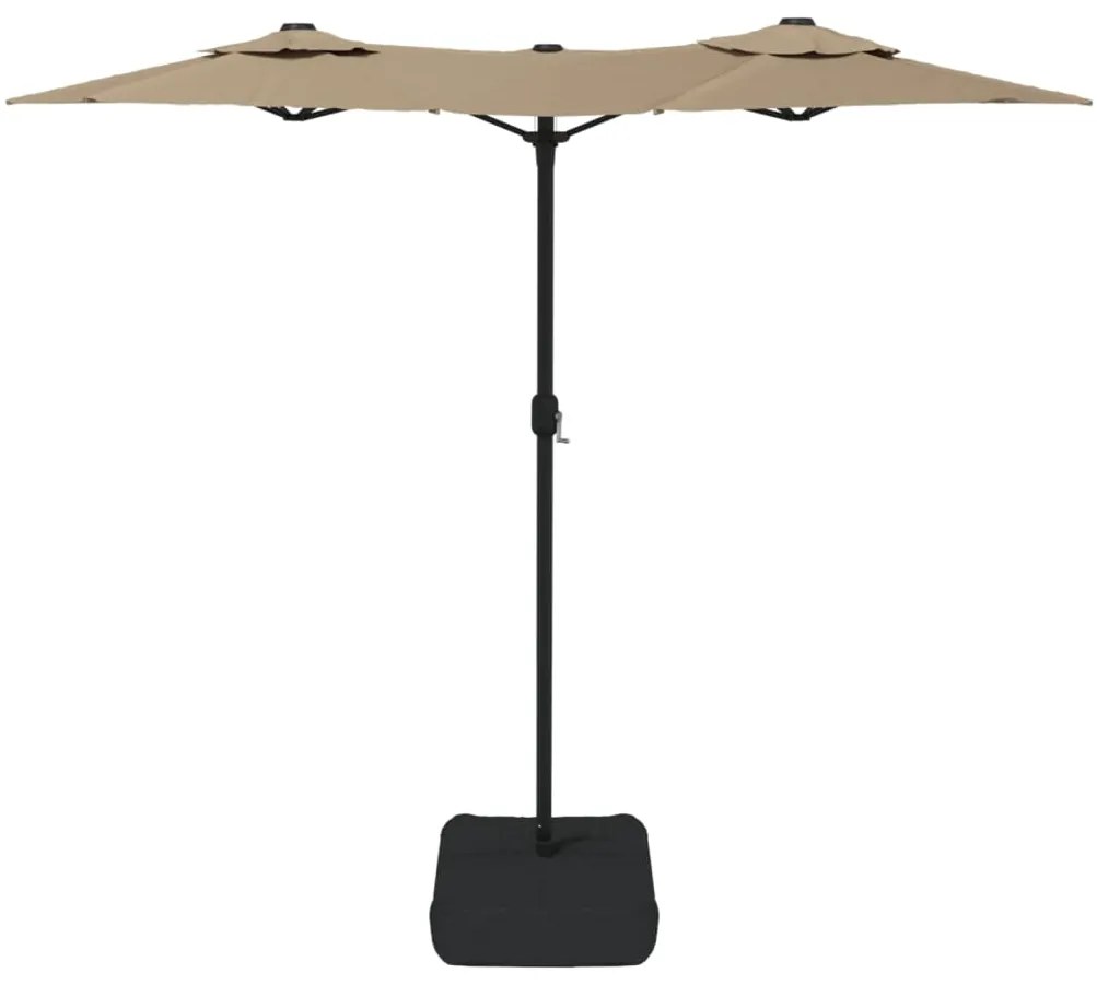 Guarda-sol jardim c/ cabeça dupla 316x145 cm cinza-acastanhado