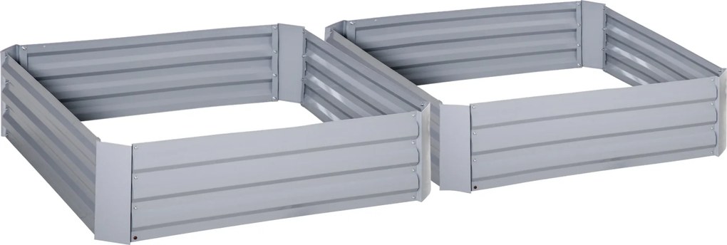 Outsunny Conjunto 2 Canteiros Quadrados em Aço Ondulado 100x100x30 cm Cinza | Aosom Portugal