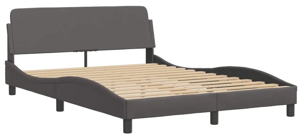 Cama com colchão 140x190 cm couro artificial cinzento