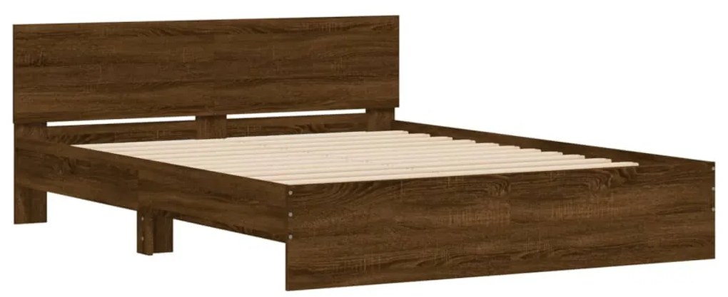 Estrutura de cama com cabeceira 140x190 cm carvalho castanho