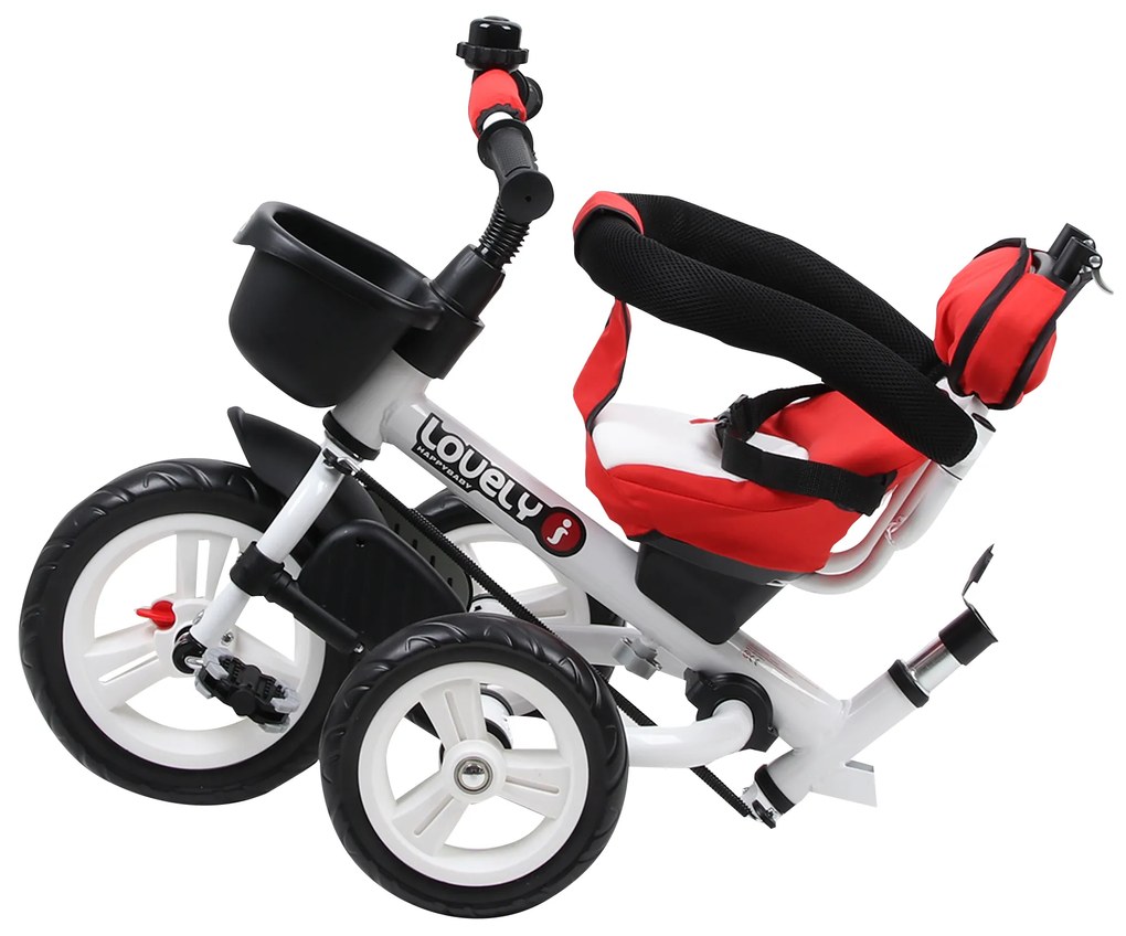 ® Triciclo de bebê 4 em 1 Trolley Trike Bicicletas para Crianças + 18 meses Evolutivo Giratório Capa Barra destacável Vermelho