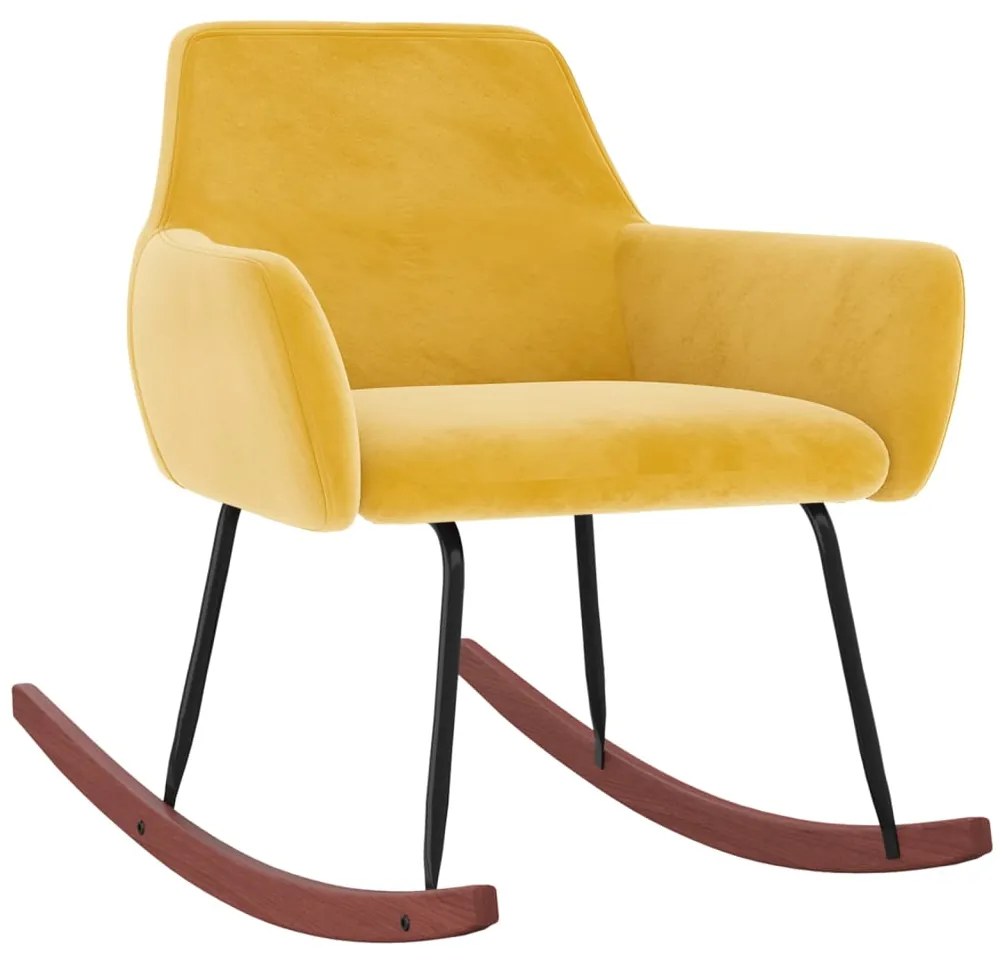 vidaXL Cadeira de baloiço veludo amarelo