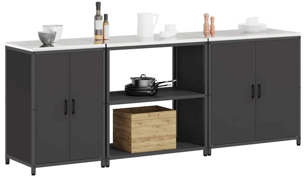 Conjunto de Armazenamento de Cozinha com prateleira Outros 3 pcs Preto