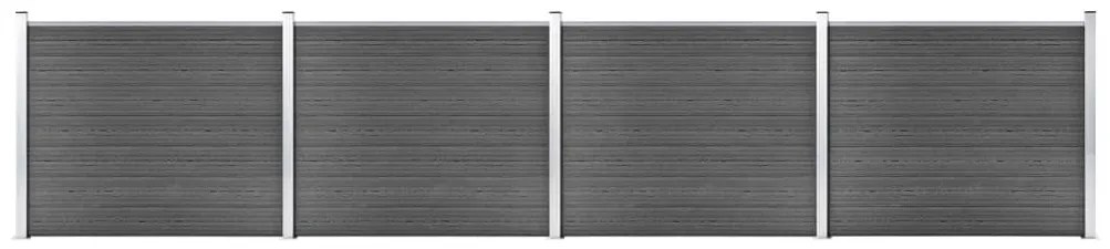 Conjunto painel de cerca 699x146 cm WPC preto