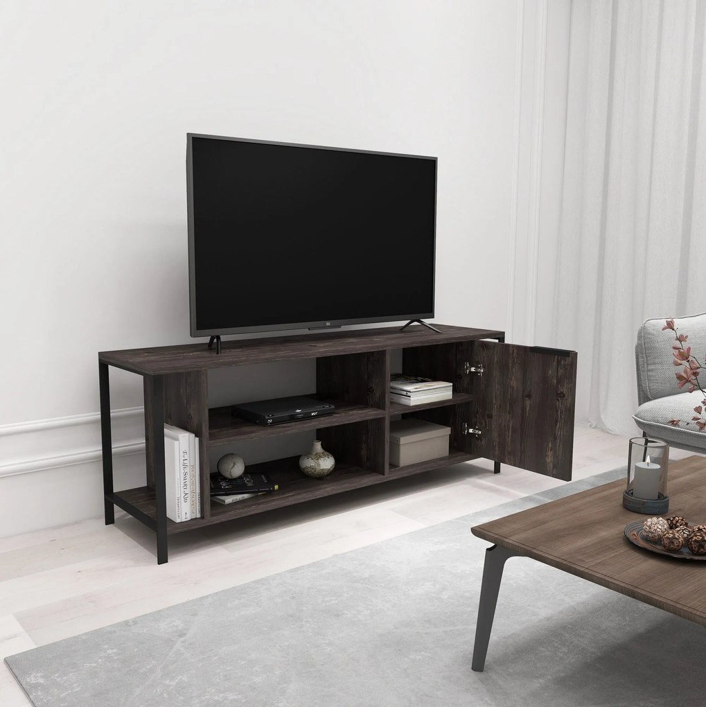 Móvel TV Bond – Castanho Escuro/Preto – 120 cm x 48 cm x 35 cm