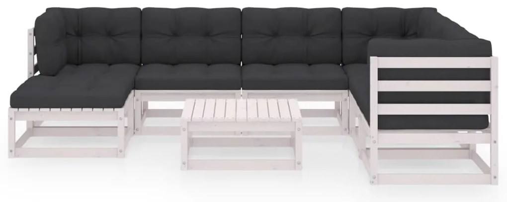 8 pcs conjunto lounge de jardim c/ almofadões pinho maciço