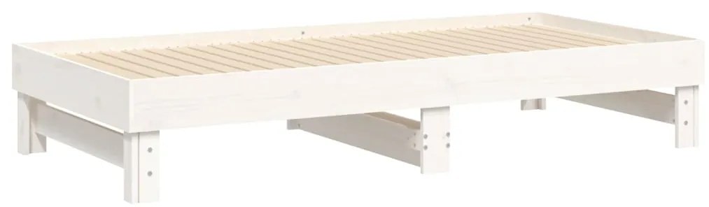 Sofá-cama de puxar 2x(75x190) cm madeira de pinho maciça branco