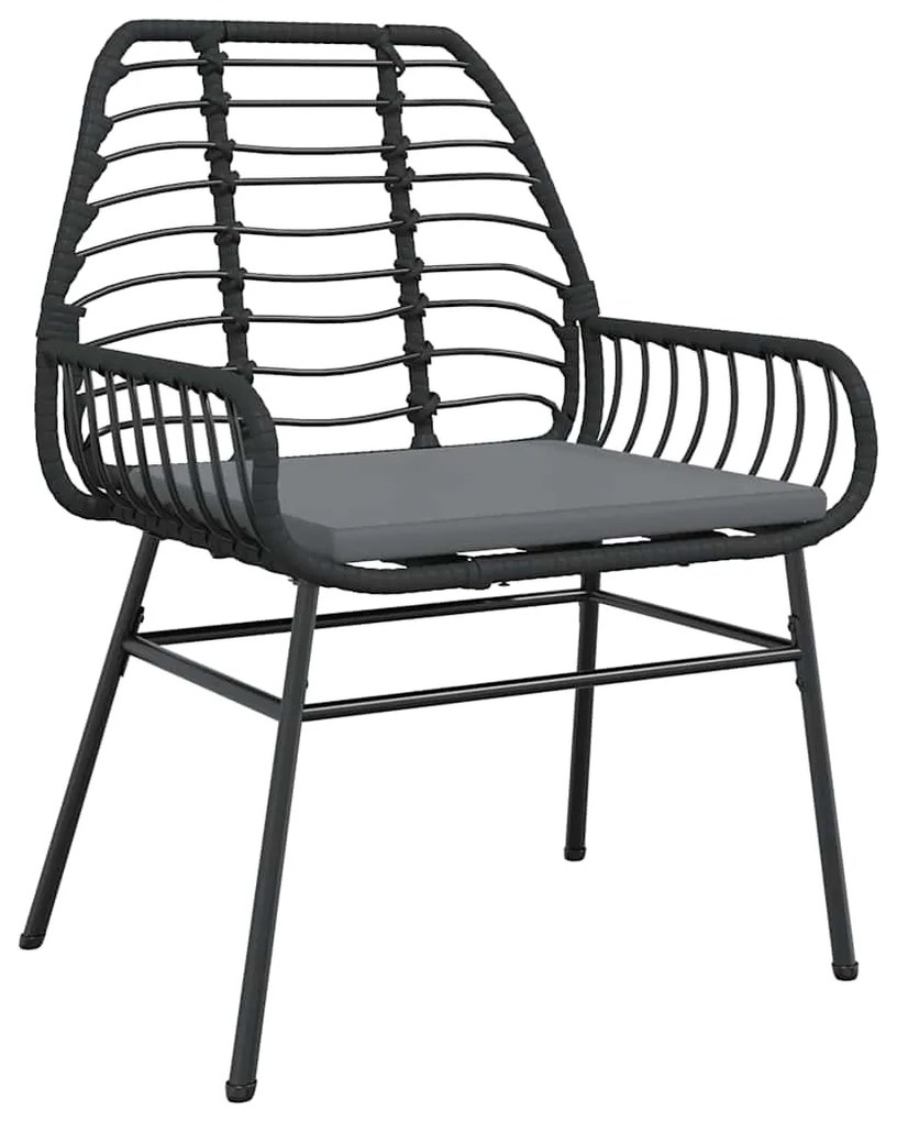Conjunto de jantar jardim 7 peças almofadas vidro vime PE preto