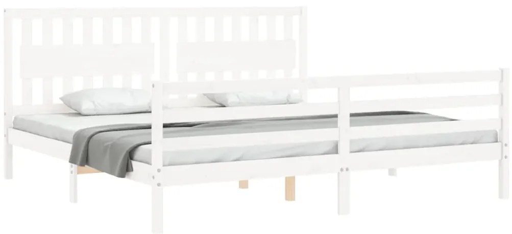Estrutura de cama com cabeceira 200x200cm madeira maciça branco