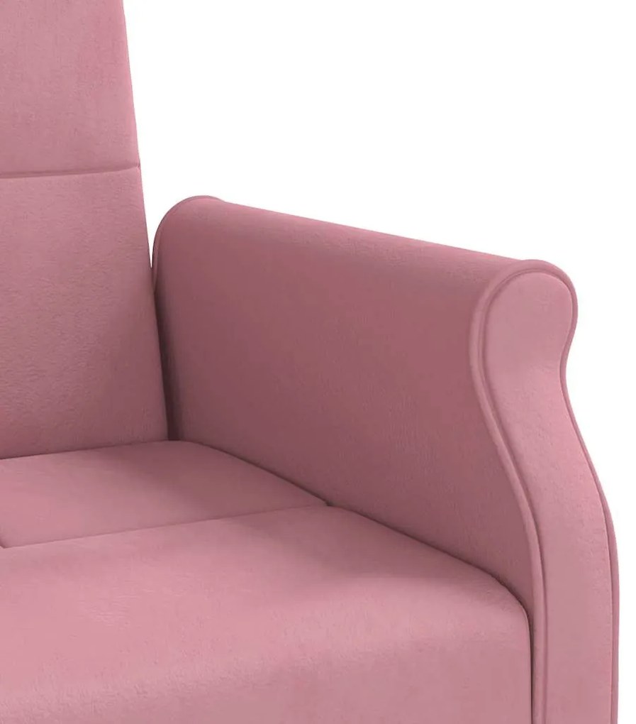 Sofá-cama com almofadões veludo rosa