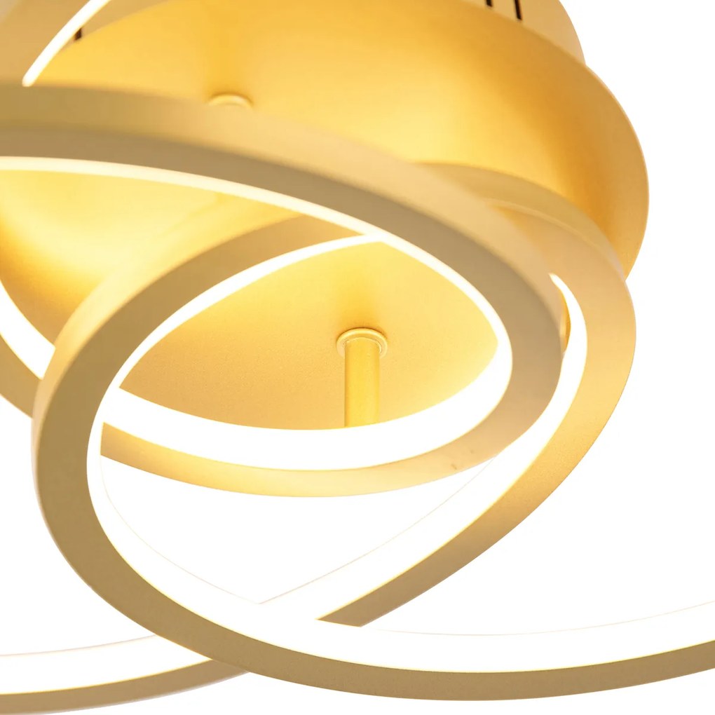 Candeeiro de teto dourado 45 cm com LED regulável em 3 níveis - Rowin