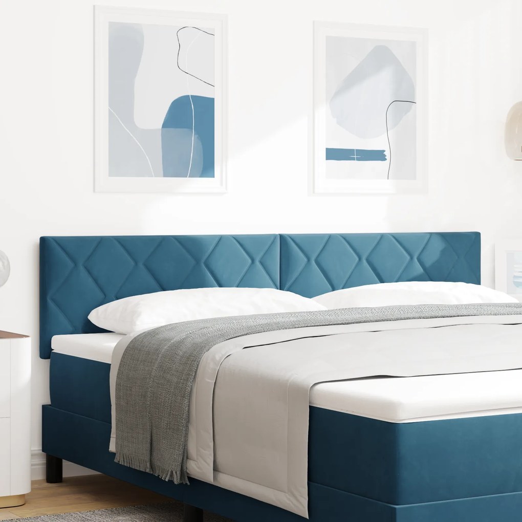 vidaXL Cabeceira LED Azul Escura Conjunto de 2 Azul Escuro Tecido 180 cm
