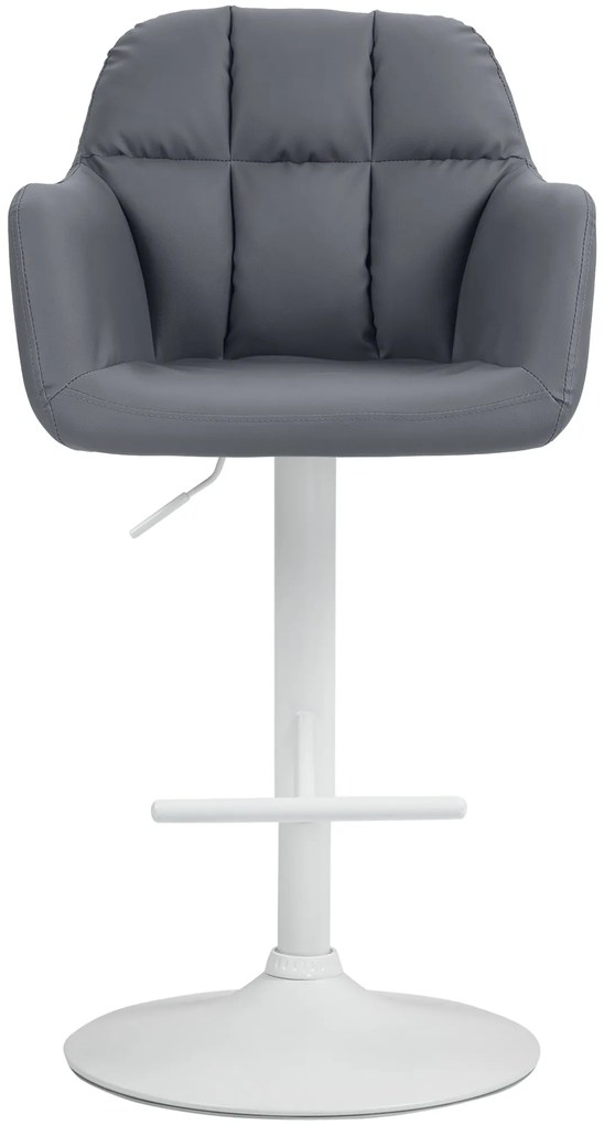 Banco de bar Natoma em couro sintético com estrutura branca 97-118 x 57 x 59 cm Cinzento
