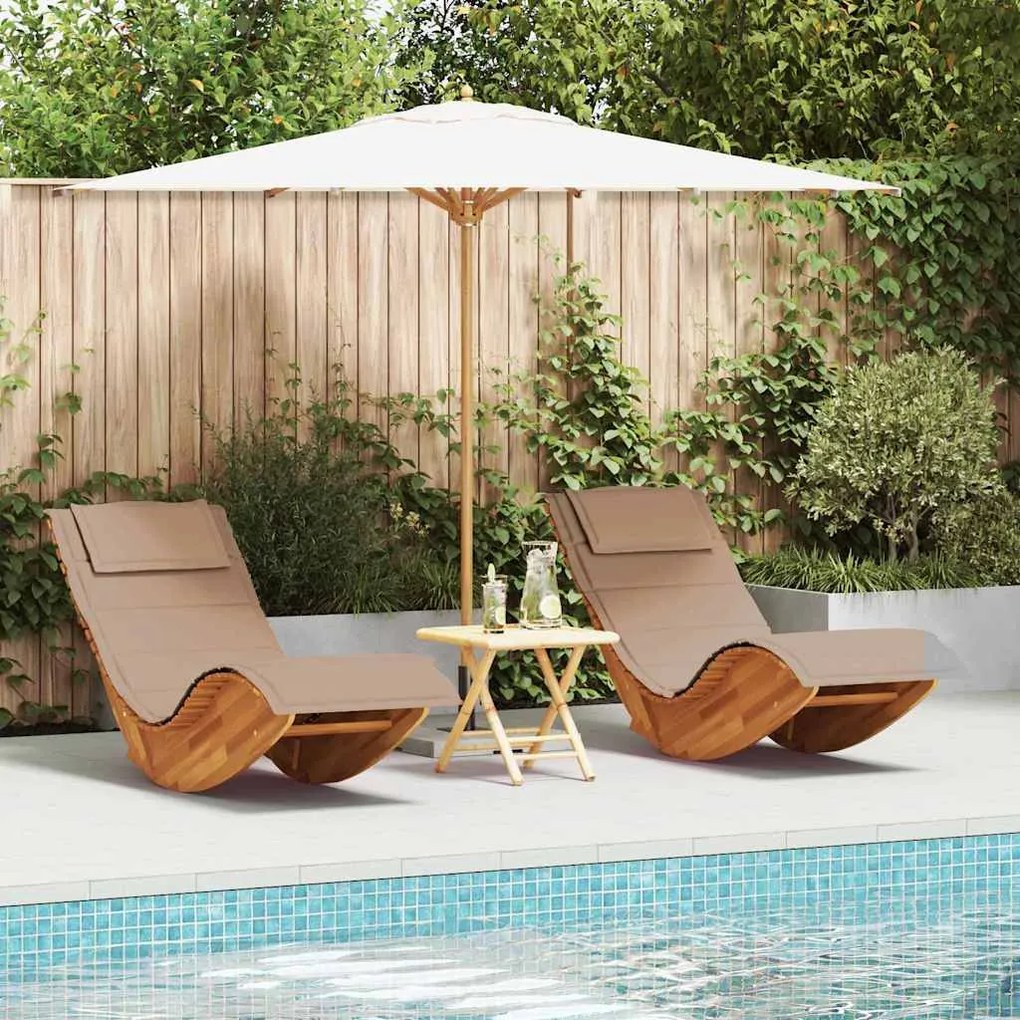 vidaXL Espreguiçadeira com almofada 2 pcs Castanho 60 x 154 x 74cm